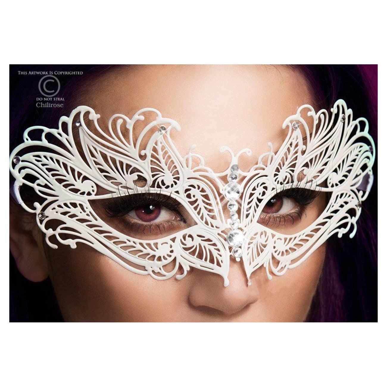 Maschera Nera In Metallo Con Strass maschera Elegante da Donna 